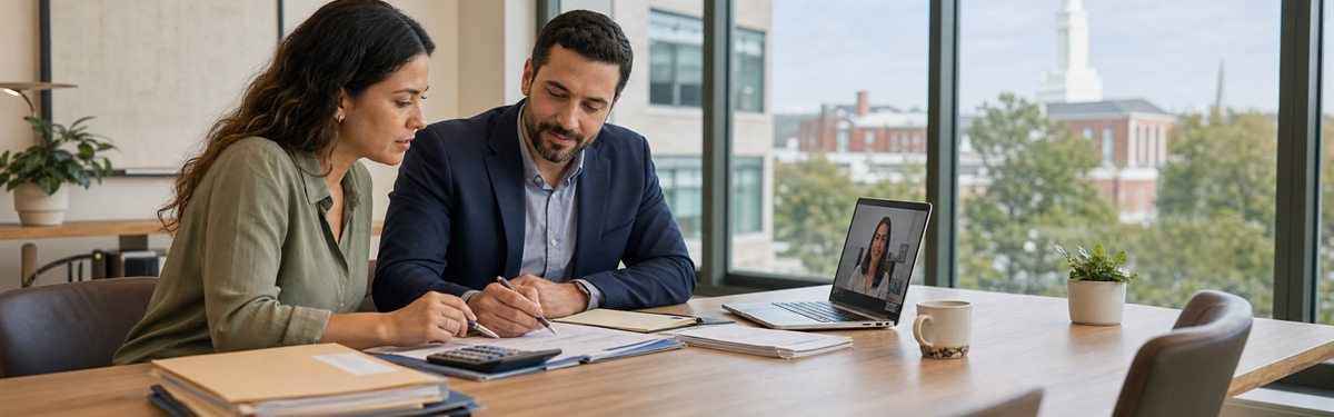Consultoria contábil presencial em Massachusetts com atendimento remoto por videochamada.