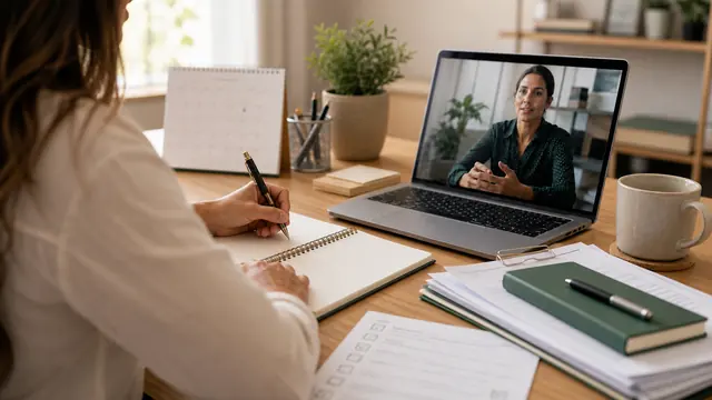 Client receiving ongoing financial support on a video call.